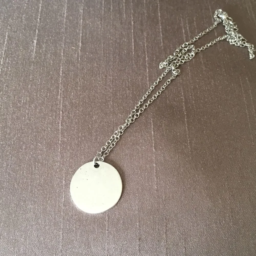 Silver Tone Semi Colon And So She Goes On Necklace NWT